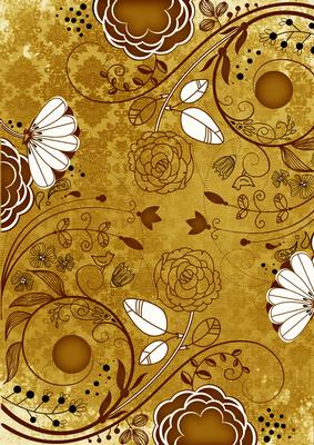 Gold Lace Retro Floral A4 Backing Paper