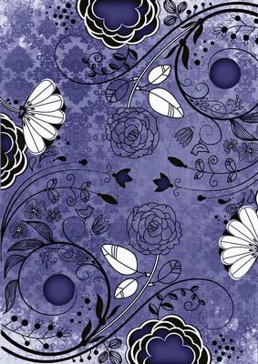Dark Blue Lace Retro Floral A4 Backing Paper