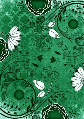 Dark Green Lace Retro Floral A4 Backing Paper
