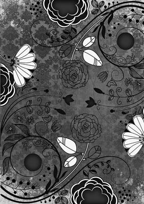 Black Lace Retro Floral A4 Backing Paper