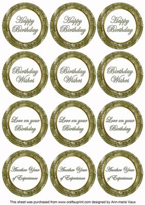 Olive Sweetpea Birthday Mix1 Sentiment Round Toppers