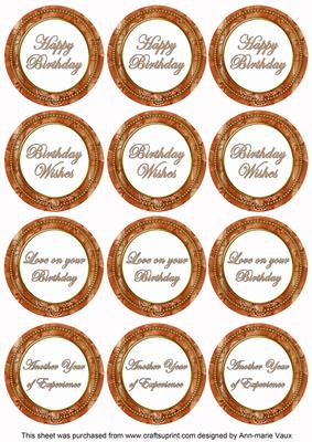 Borange Sweetpea Birthday Mix1 Sentiment Round Toppers