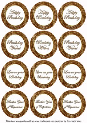 Vintage Tea Sweetpea Birthday Mix1 Sentiment Round Toppers