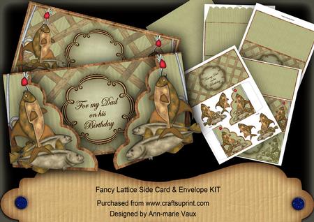 Olive Fishing Dad on Birthday Fancy Lattice 3D Card Kit