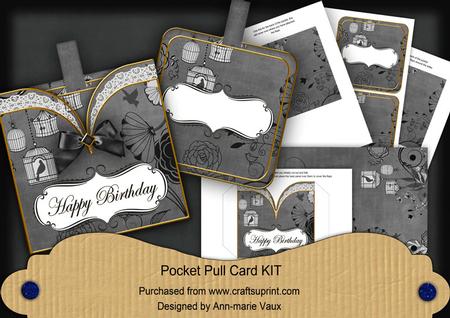Black Birdcage Happy Birthday Vintage Pocket Pull Card Kit