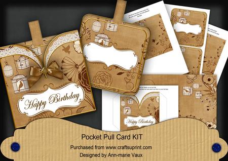 Vtea Birdcage Happy Birthday Vintage Pocket Pull Card Kit