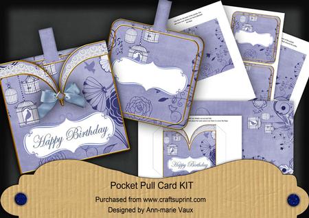 Blue Birdcage Happy Birthday Vintage Pocket Pull Card Kit