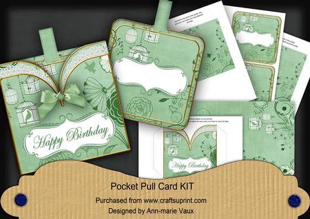 Mgreen Birdcage Happy Birthday Vintage Pocket Pull Card Kit