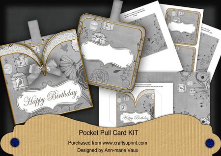 Silver Birdcage Happy Birthday Vintage Pocket Pull Card Kit