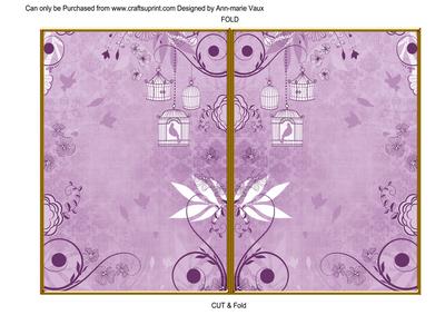 Lilac Retro Birdcage 7x5 Cut and Fold Card