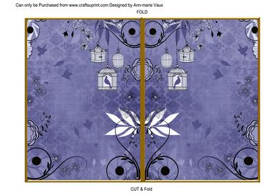 Dark Blue Retro Birdcage 7x5 Cut and Fold Card