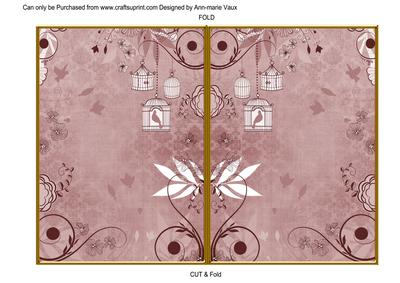 Dusky Pink Retro Birdcage 7x5 Cut and Fold Card