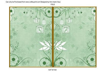 Mint Green Retro Birdcage 7x5 Cut and Fold Card