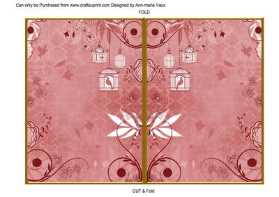 Pink Retro Birdcage 7x5 Cut and Fold Card