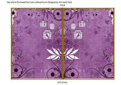 Purple Retro Birdcage 7x5 Cut and Fold Card