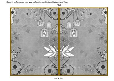 Silver Retro Birdcage 7x5 Cut and Fold Card