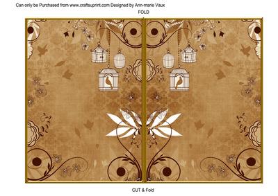 Vintage Tea Retro Birdcage 7x5 Cut and Fold Card