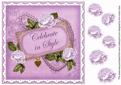 Lilac Rose Celebrate in Style 8in Decoupage Topper