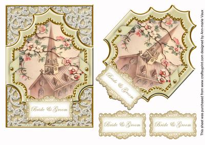 Cream Blossom Church Bride & Groom 7x5 Step by Step