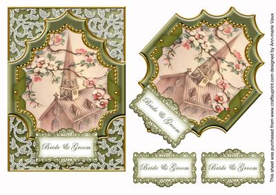 Olive Blossom Church Bride & Groom 7x5 Step by Step