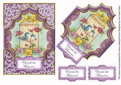 Lovebirds Purple Cherish Memories 7x5 Step by Step