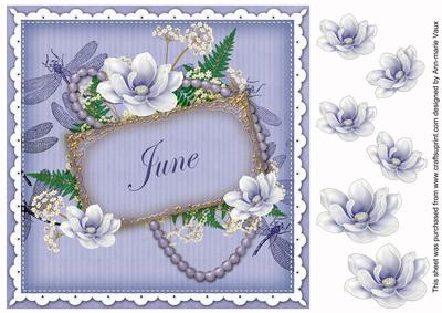 Blue Magnolia June 8in Vintage Decoupage Topper