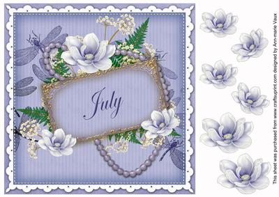 Blue Magnolia July 8in Vintage Decoupage Topper
