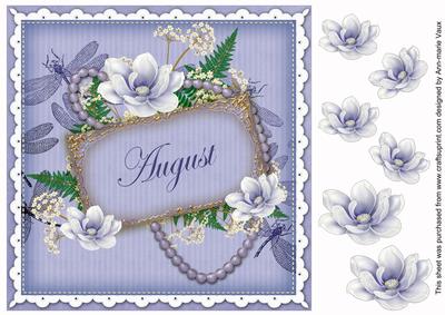 Blue Magnolia August 8in Vintage Decoupage Topper