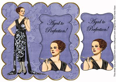 Blue Fashion Lady Aged to Perfection 8in Scallop Topper