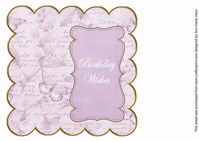 Lilac Sweetpea Birthday Wishes 8in Scallop Insert Panel