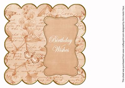 Borange Sweetpea Birthday Wishes 8in Scallop Insert Panel