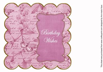 Cerise Sweetpea Birthday Wishes 8in Scallop Insert Panel