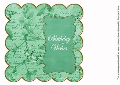 Dark Green Sweetpea Birthday Wishes 8in Scallop Insert Panel