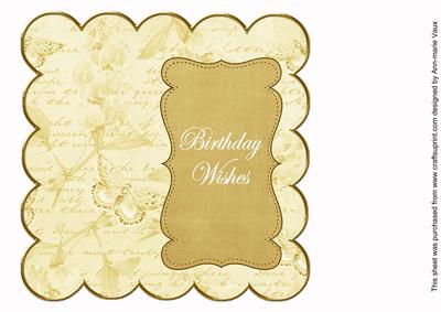 Gold Sweetpea Birthday Wishes 8in Scallop Insert Panel