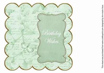 Mid Green Sweetpea Birthday Wishes 8in Scallop Insert Panel