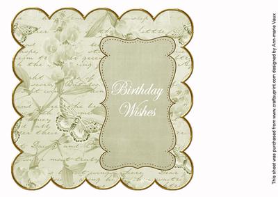 Olive Sweetpea Birthday Wishes 8in Scallop Insert Panel