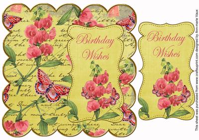 Lemon Sweetpea Birthday Wishes 8in Scallop Topper