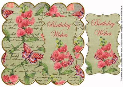 Olive Sweetpea Birthday Wishes 8in Scallop Topper