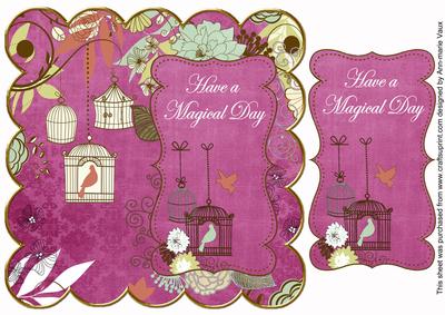 Cerise Birdcage Magical Day 8in Scallop Topper