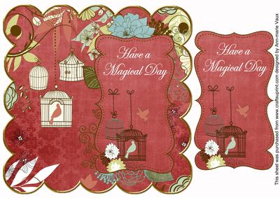 Dark Red Birdcage Magical Day 8in Scallop Topper