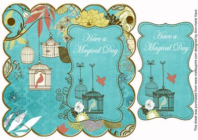 Teal Birdcage Magical Day 8in Scallop Topper
