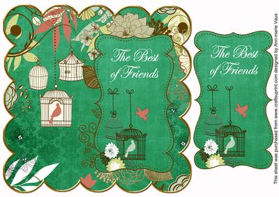 Dark Green Birdcage Best of Friends 8in Scallop Topper