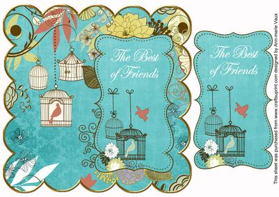 Teal Birdcage Best of Friends 8in Scallop Topper
