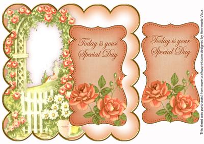 Peach Rose Arch Special Day 8in Scallop Topper