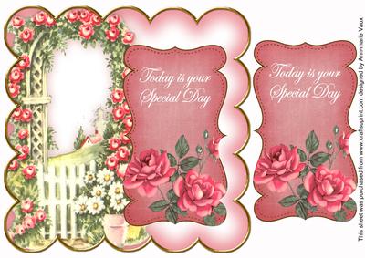 Pink Rose Arch Special Day 8in Scallop Topper