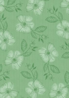 Mid Green Vintage Flora Stripe A4 Backing Paper