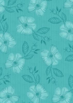 Teal Vintage Flora Stripe A4 Backing Paper