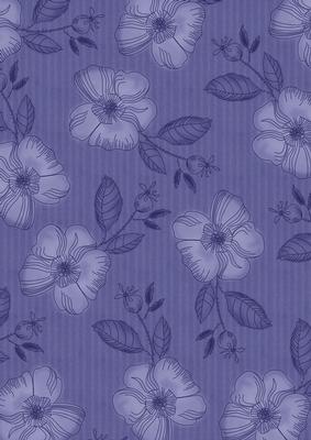 Dark Blue Vintage Flora Stripe A4 Backing Paper