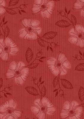 Dark Red Vintage Flora Stripe A4 Backing Paper