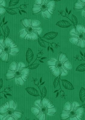 Dark Green Vintage Flora Stripe A4 Backing Paper
